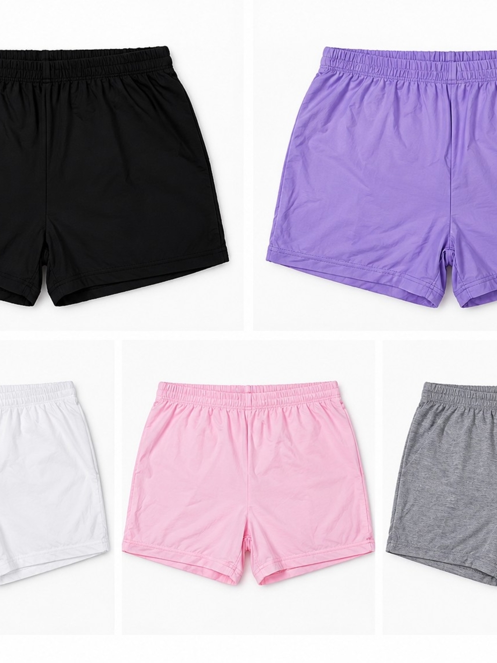 Everyday Solid Elastic-Waist Women’s Shorts - Black, Purple, Pink, White, Gray